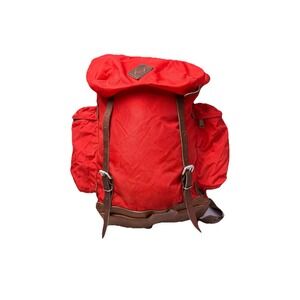Vintage Alpine Designs Leather Bottom Sport Backpack Camping Hiking Red 3j3